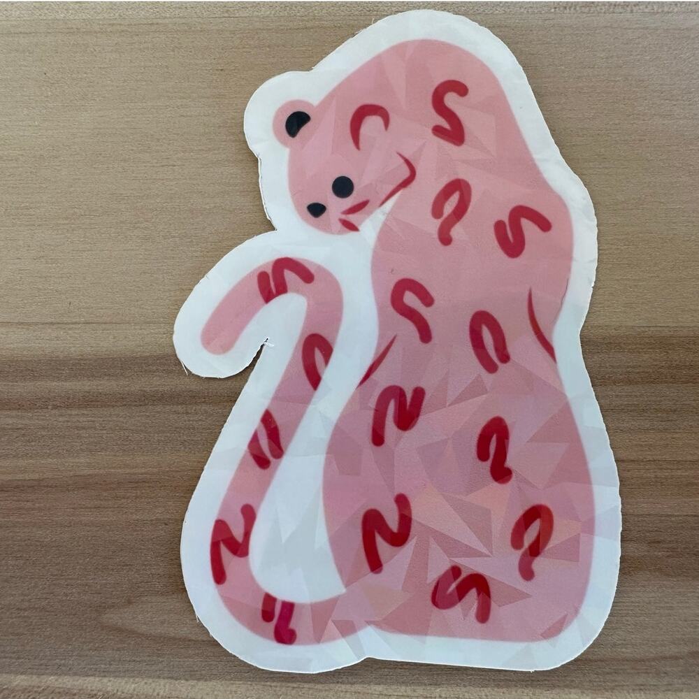 Pink Leopard Cat Sticker